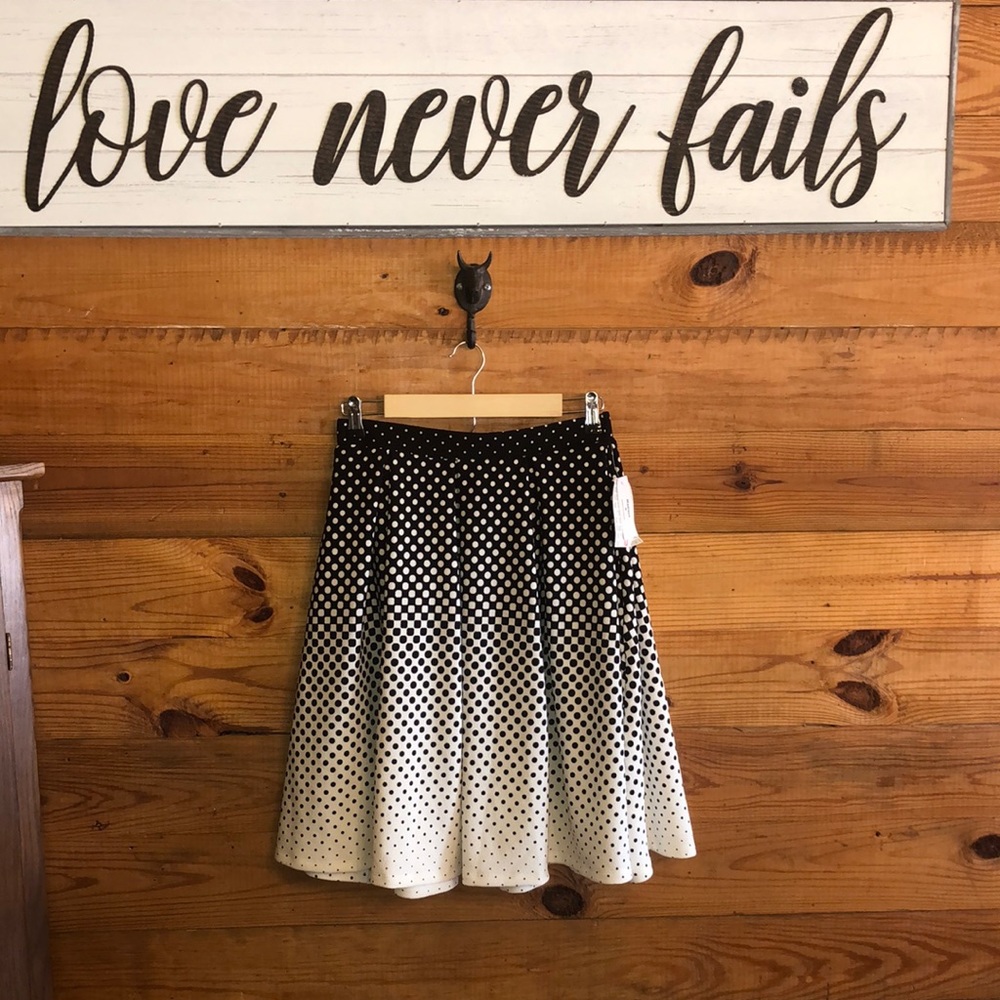 LuLaRoe Madison skirt Small midi black/white polka dotsNWT casual church leisure